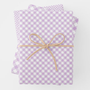 Retro Gingham Zachte Lila Inpakpapier Vel