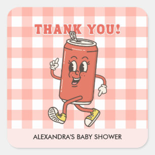 Retro Gingham Ze staat op springen Bedankt Vierkante Sticker