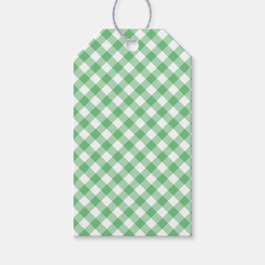 Retro Gingham Zomer Groen Cadeaulabel (Voorkant)