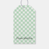 Retro Gingham Zomer Groen Cadeaulabel (Achterkant)