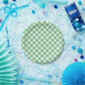 Retro Gingham Zomer Groen Papieren Bordje (Feest)