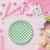 Retro Gingham Zomer Groen Papieren Bordje (Feest)