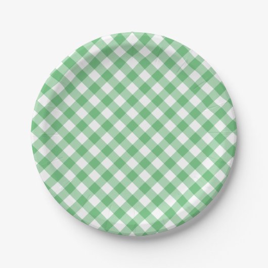Retro Gingham Zomer Groen Papieren Bordje (Voorkant)