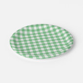 Retro Gingham Zomer Groen Papieren Bordje (Gekanteld)