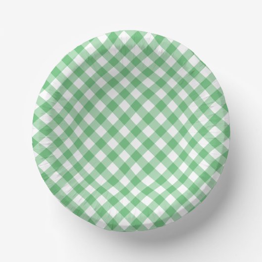 Retro Gingham Zomer Groen Papieren Kommen (Voorkant)