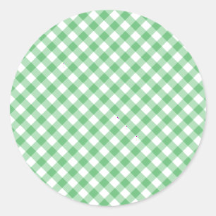 Retro Gingham Zomer Groen Ronde Sticker