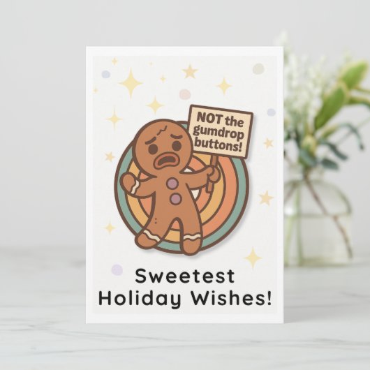 Retro Gingy Christmas Card – Cute Holiday Greeting Feestdagenkaart (Staand voorkant)