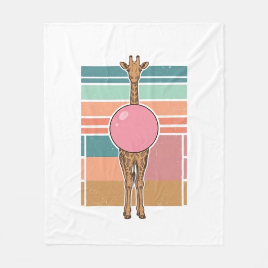 Retro Giraffe Bubblegum Graveer Shirt Ontwerp_1 Fleece Deken (Voorkant)