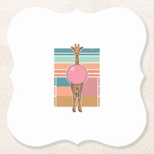 Retro Giraffe Bubblegum Graveer Shirt Ontwerp_1 Kartonnen Onderzetters