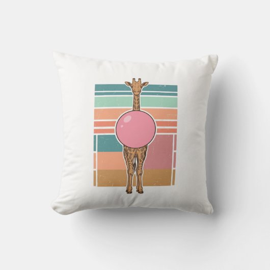 Retro Giraffe Bubblegum Graveer Shirt Ontwerp_1 Kussen (Voorkant)