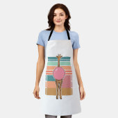 Retro Giraffe Bubblegum Graveer Shirt Ontwerp_1 Schort (Gedragen)