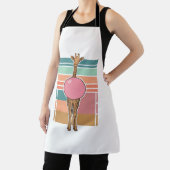 Retro Giraffe Bubblegum Graveer Shirt Ontwerp_1 Schort (Insitu)