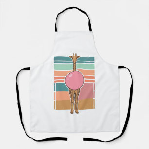 Retro Giraffe Bubblegum Graveer Shirt Ontwerp_1 Schort