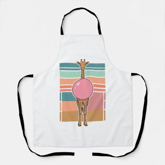 Retro Giraffe Bubblegum Graveer Shirt Ontwerp_1 Schort (Voorkant)
