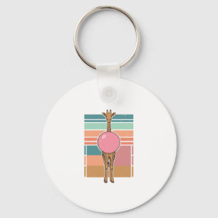 Retro Giraffe Bubblegum Graveer Shirt Ontwerp_1 Sleutelhanger