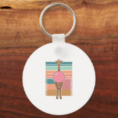 Retro Giraffe Bubblegum Graveer Shirt Ontwerp_1 Sleutelhanger (Voorkant)