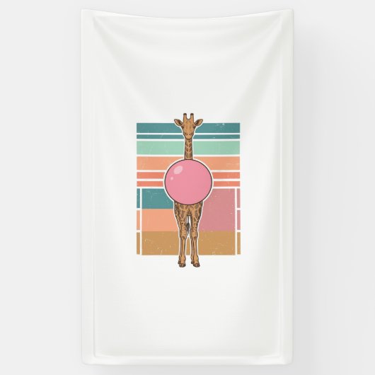 Retro Giraffe Bubblegum Graveer Shirt Ontwerp_1 Spandoek (Verticaal)