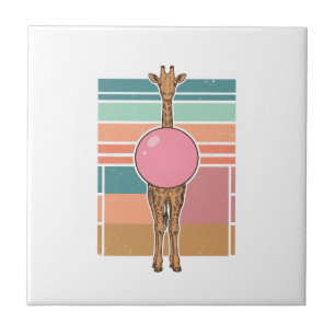 Retro Giraffe Bubblegum Graveer Shirt Ontwerp_1 Tegeltje
