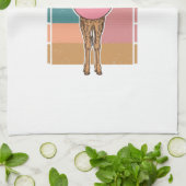 Retro Giraffe Bubblegum Graveer Shirt Ontwerp_1 Theedoek (Gevouwen)