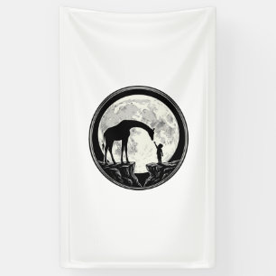 Retro Giraffe en Kind Maan Silhouet Shirt_1 Spandoek