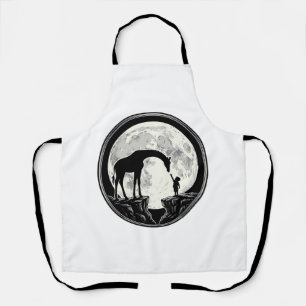 Retro Giraffe en Kind Maan Silhouet T-shirt_1 Schort