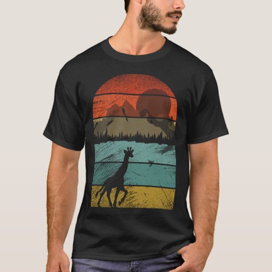 Retro Giraffe en schattig dier 4 T-shirt (Voorkant)