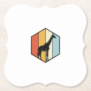 Retro Giraffe Geometrische Safari Vector T-shirt_1 Kartonnen Onderzetters