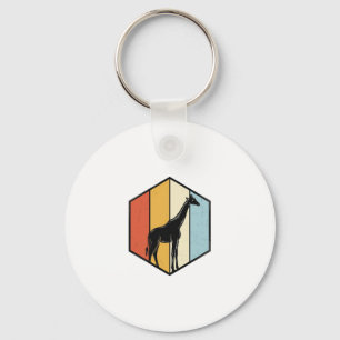 Retro Giraffe Geometrische Safari Vector T-shirt_1 Sleutelhanger