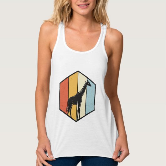 Retro Giraffe Geometrische Safari Vector T-shirt_1 Tanktop (Voorkant)