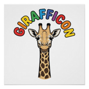 Retro Giraffe Icoon Cute Dieren Shirt Ontwerp_1 Perfect Poster