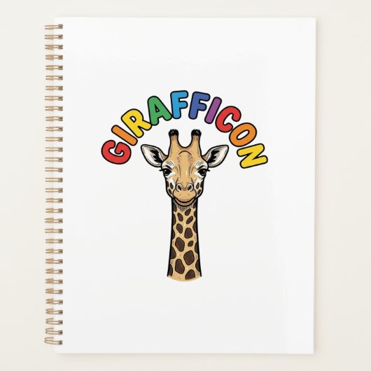 Retro Giraffe Icoon Cute Dieren Shirt Ontwerp_1 Planner (Voorkant)