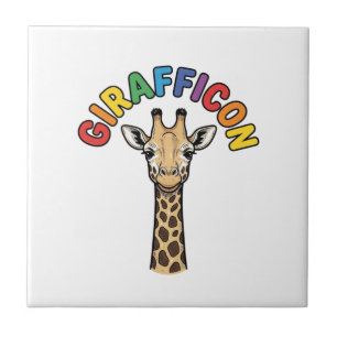 Retro Giraffe Icoon Cute Dieren Shirt Ontwerp_1 Tegeltje