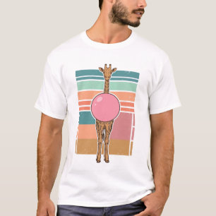 Retro Giraffe Kauwgom Graveer Shirt Ontwerp_1