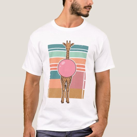 Retro Giraffe Kauwgom Graveer Shirt Ontwerp_1 (Voorkant)