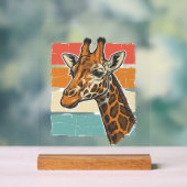 Retro Giraffe Kop Retro Zonsondergang Vector Desig Acryl Bord (Neutraal)