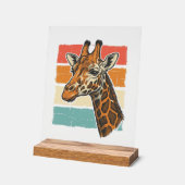 Retro Giraffe Kop Retro Zonsondergang Vector Desig Acryl Bord (Hoek)