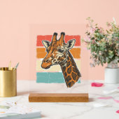 Retro Giraffe Kop Retro Zonsondergang Vector Desig Acryl Bord (Huwelijk)