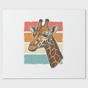 Retro Giraffe Kop Retro Zonsondergang Vector Desig Cadeaupapier