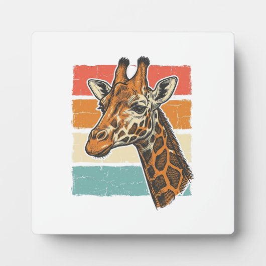 Retro Giraffe Kop Retro Zonsondergang Vector Desig Fotoplaat (Voorkant)