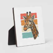Retro Giraffe Kop Retro Zonsondergang Vector Desig Fotoplaat (Voorkant)