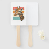 Retro Giraffe Kop Retro Zonsondergang Vector Desig Handwaaier (Voorkant en achterkant)