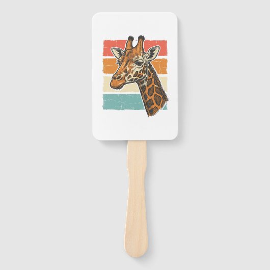 Retro Giraffe Kop Retro Zonsondergang Vector Desig Handwaaier (Voorkant)