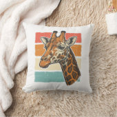 Retro Giraffe Kop Retro Zonsondergang Vector Desig Kussen (Deken)
