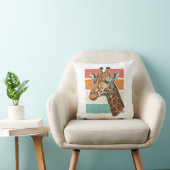 Retro Giraffe Kop Retro Zonsondergang Vector Desig Kussen (Stoel)