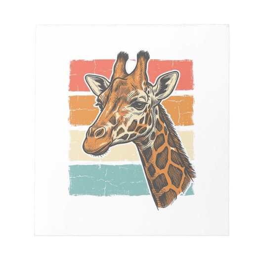 Retro Giraffe Kop Retro Zonsondergang Vector Desig Notitieblok (Voorkant)