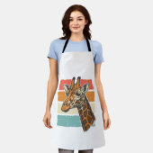 Retro Giraffe Kop Retro Zonsondergang Vector Desig Schort (Gedragen)