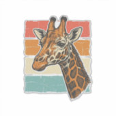 Retro Giraffe Kop Retro Zonsondergang Vector Desig Sticker (Voorkant)