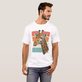 Retro Giraffe Kop Retro Zonsondergang Vector Desig T-shirt (Voorkant volledig)