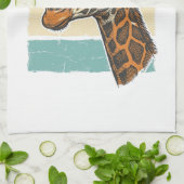 Retro Giraffe Kop Retro Zonsondergang Vector Desig Theedoek (Gevouwen)