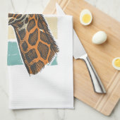 Retro Giraffe Kop Retro Zonsondergang Vector Desig Theedoek (Quarter Fold)